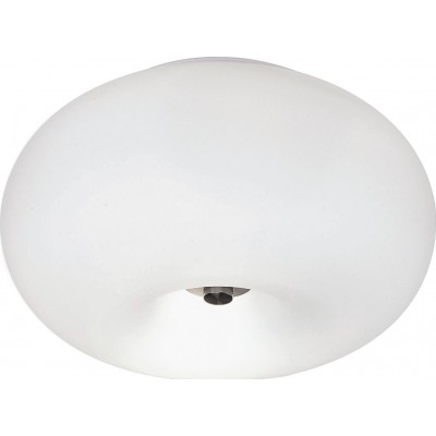 78,95 € Free Shipping | Indoor ceiling light Eglo Optica 120W Ø 28 cm. Steel, glass and opal glass. White, nickel and matt nickel Color