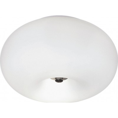 75,95 € Free Shipping | Indoor ceiling light Eglo Optica 120W Spherical Shape Ø 28 cm. Living room, dining room and bedroom. Design Style. Steel, glass and opal glass. White, nickel and matt nickel Color