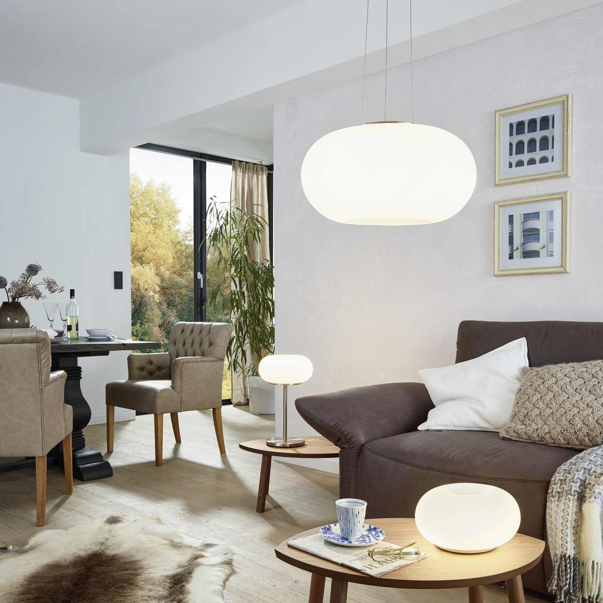 78,95 € Envio grátis | Luz de teto interna Eglo Optica 120W Ø 28 cm. Aço, vidro e vidro opalino. Cor branco, níquel e níquel mate
