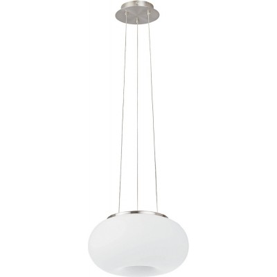 88,95 € Free Shipping | Hanging lamp Eglo Optica 120W Spherical Shape Ø 28 cm. Living room and dining room. Classic Style. Steel, glass and opal glass. White, nickel and matt nickel Color