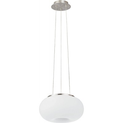 Lampada a sospensione Eglo Optica 120W Forma Sferica Ø 28 cm. Soggiorno e sala da pranzo. Stile classico. Acciaio, Bicchiere e Vetro opalino. Colore bianca, nichel e nichel opaco