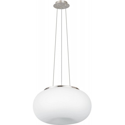 吊灯 Eglo Optica 120W 球形 形状 Ø 35 cm. 客厅 和 饭厅. 经典的 风格. 钢, 玻璃 和 蛋白石玻璃. 白色的, 镍 和 亚光镍 颜色