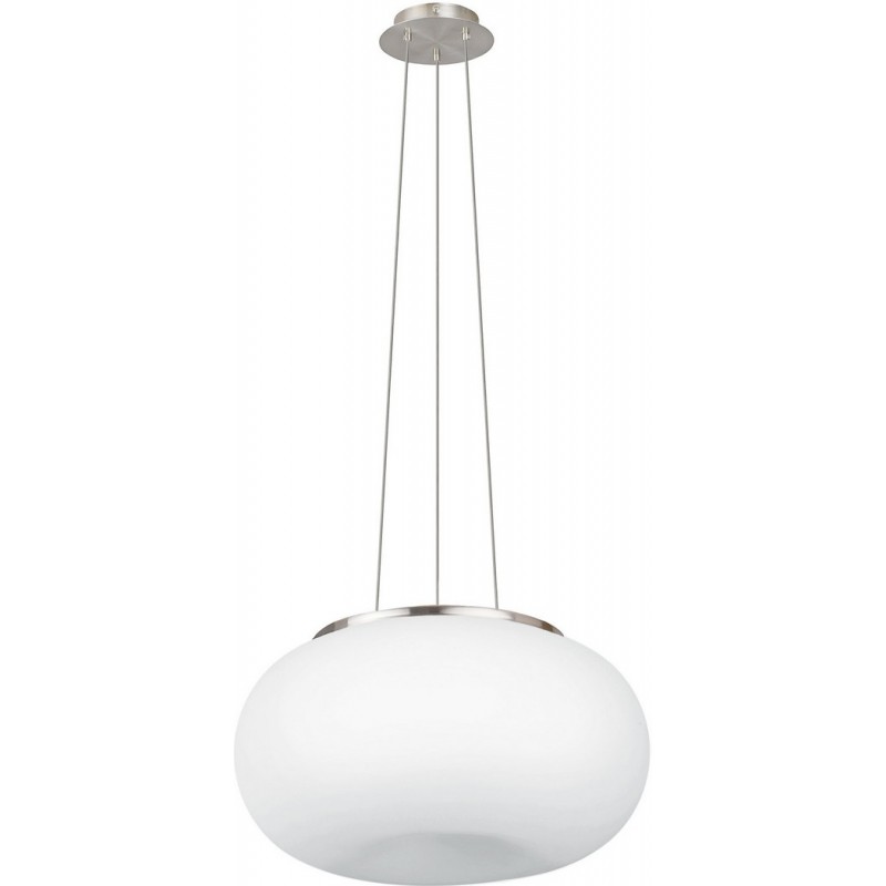 159,95 € Free Shipping | Hanging lamp Eglo Optica 120W Spherical Shape Ø 35 cm. Living room and dining room. Classic Style. Steel, Glass and Opal glass. White, nickel and matt nickel Color