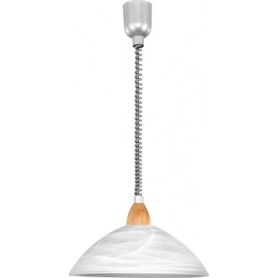 43,95 € Free Shipping | Hanging lamp Eglo Lord 2 60W Conical Shape Ø 36 cm. Living room and dining room. Classic Style. Wood, plastic and glass. White, brown, nickel, matt nickel, silver and light brown Color