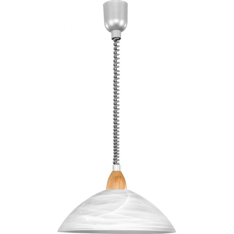 59,95 € Free Shipping | Hanging lamp Eglo Lord 2 60W Conical Shape Ø 36 cm. Living room and dining room. Classic Style. Wood, Plastic and Glass. White, brown, nickel, matt nickel, silver and light brown Color