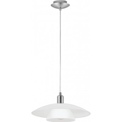 Hängelampe Eglo Brenda 60W Konische Gestalten Ø 39 cm. Wohnzimmer und esszimmer. Modern und design Stil. Stahl, Glas und Satinglas. Weiß, nickel und matt nickel Farbe