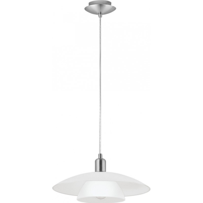 59,95 € Free Shipping | Hanging lamp Eglo Brenda 60W Conical Shape Ø 39 cm. Living room and dining room. Modern and design Style. Steel, glass and satin glass. White, nickel and matt nickel Color