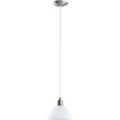 29,95 € Free Shipping | Hanging lamp Eglo Brenda 60W Conical Shape Ø 19 cm. Living room and dining room. Modern and design Style. Steel and glass. White, nickel and matt nickel Color