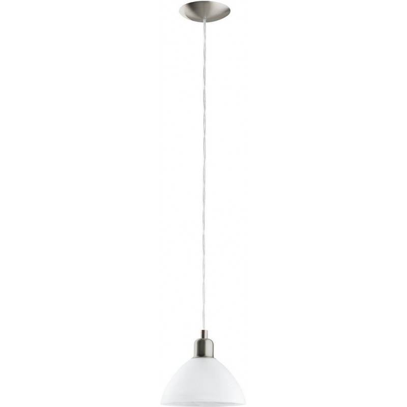 38,95 € Free Shipping | Hanging lamp Eglo Brenda 60W Conical Shape Ø 19 cm. Living room and dining room. Modern and design Style. Steel and glass. White, nickel and matt nickel Color