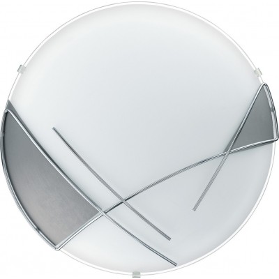47,95 € Envio grátis | Luz de teto interna Eglo Raya 60W Ø 31 cm. Aço, vidro e vidro acetinado. Cor branco, cromado e prata
