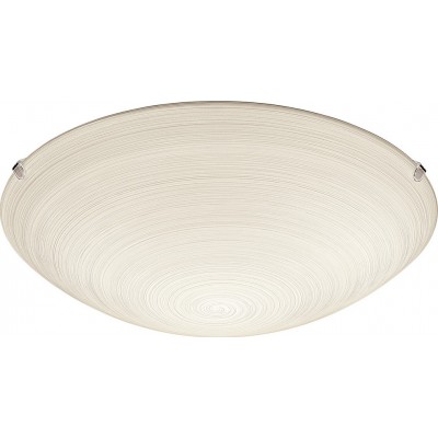 Indoor ceiling light Eglo Malva 60W Spherical Shape Ø 31 cm. Living room, dining room and bedroom. Classic Style. Steel and glass. Beige and white Color