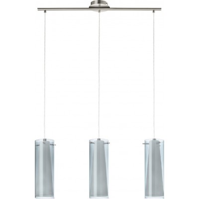Hanging lamp Eglo Pinto Nero 180W Extended Shape 110×73 cm. Living room and dining room. Modern, sophisticated and design Style. Steel, Glass and Opal glass. White, black, nickel and matt nickel Color