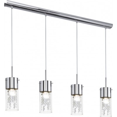 Hanging lamp Eglo Diamond 240W Extended Shape 110×101 cm. Living room and dining room. Modern, sophisticated and design Style. Steel, Crystal and Glass. Plated chrome and silver Color