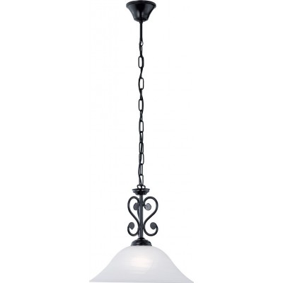 85,95 € Free Shipping | Hanging lamp Eglo Murcia 60W Conical Shape Ø 38 cm. Living room and dining room. Classic Style. Steel and glass. White and black Color