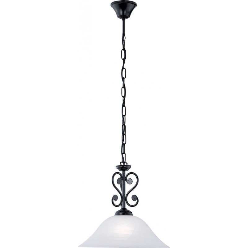 68,95 € Free Shipping | Hanging lamp Eglo Murcia 60W Conical Shape Ø 38 cm. Living room and dining room. Classic Style. Steel and glass. White and black Color