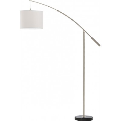 Lampadaire Eglo Nadina 60W 195×179 cm. Acier et textile. Couleur blanc, nickel et nickel mat