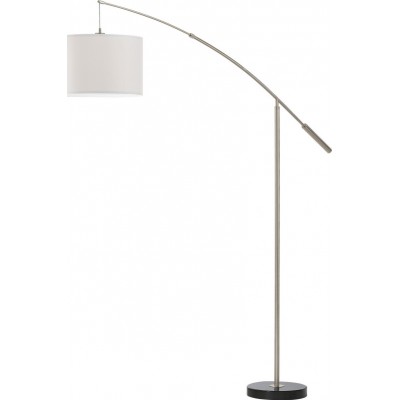 Lámpara de pie Eglo Nadina 60W Forma Cilíndrica 195×179 cm. Comedor, dormitorio y oficina. Estilo moderno, diseño y cool. Acero y Textil. Color blanco, níquel y níquel mate