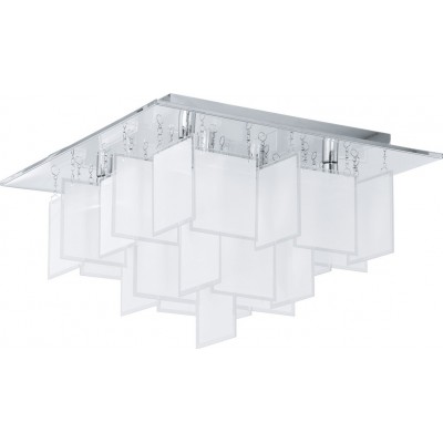 シーリングランプ Eglo Condrada 1 144W ピラミッド 形状 47×47 cm. リビングルーム, ダイニングルーム そして ベッドルーム. 設計 スタイル. 鋼, ガラス そして サテンガラス. 白い, メッキクローム そして 銀 カラー