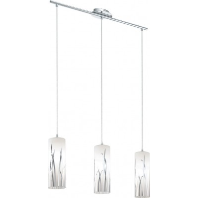 吊灯 Eglo Rivato 180W 拉长的 形状 110×71 cm. 客厅 和 饭厅. 现代的 和 设计 风格. 钢, 玻璃 和 上漆的玻璃. 白色的, 镀铬 和 银 颜色