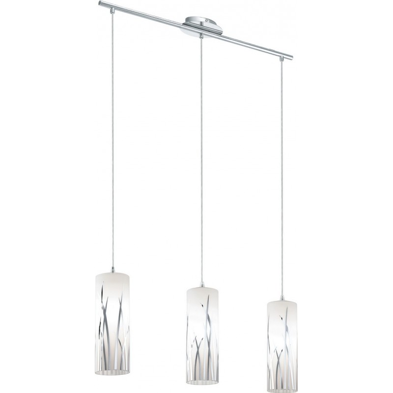 111,95 € Free Shipping | Hanging lamp Eglo Rivato 180W Extended Shape 110×71 cm. Living room and dining room. Modern and design Style. Steel, glass and lacquered glass. White, plated chrome and silver Color