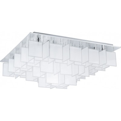 Lampada da soffitto Eglo Condrada 1 288W Forma Cubica 77×77 cm. Soggiorno, sala da pranzo e camera da letto. Stile design. Acciaio, Acciaio inossidabile e Bicchiere. Colore bianca, cromato e argento