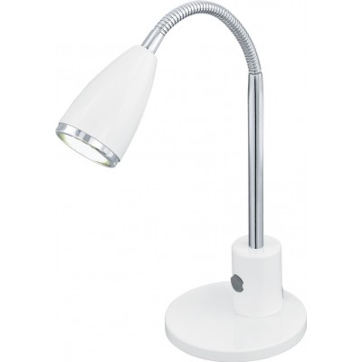 Lámpara de escritorio Eglo Fox 3W Forma Cónica 32 cm. Oficina y zona de trabajo. Estilo moderno, diseño y cool. Acero. Color blanco, cromado y plata