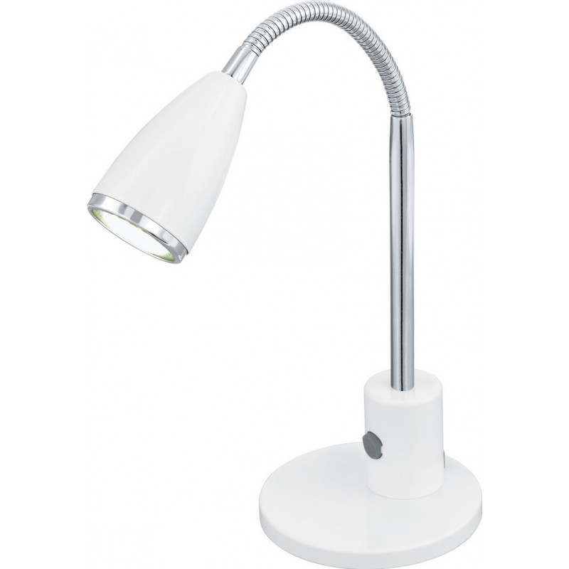 47,95 € Free Shipping | Desk lamp Eglo Fox 3W Conical Shape 32 cm. Office and work zone. Modern, design and cool Style. Steel. White, plated chrome and silver Color