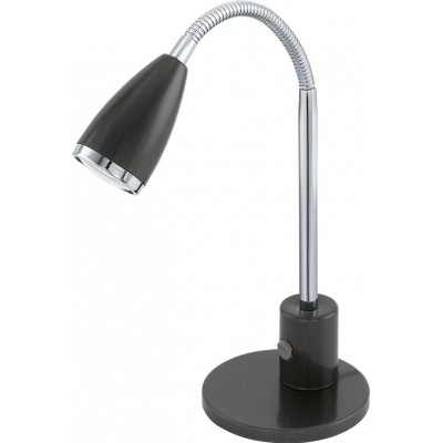 38,95 € Free Shipping | Desk lamp Eglo Fox 3W Conical Shape 32 cm. Office and work zone. Modern, design and cool Style. Steel. Anthracite, plated chrome, black and silver Color