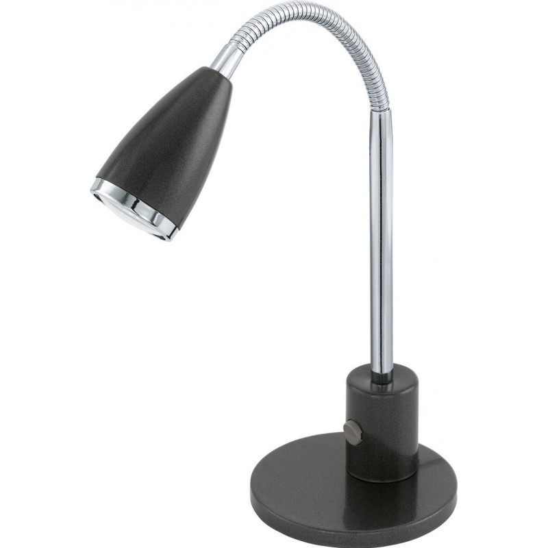 47,95 € Free Shipping | Desk lamp Eglo Fox 3W Conical Shape 32 cm. Office and work zone. Modern, design and cool Style. Steel. Anthracite, plated chrome, black and silver Color