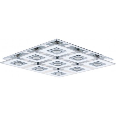 139,95 € Kostenloser Versand | Deckenlampe Eglo Cabo 27W 3000K Warmes Licht. 47×47 cm. Stahl, rostfreier stahl und glas. Weiß, überzogenes chrom und silber Farbe