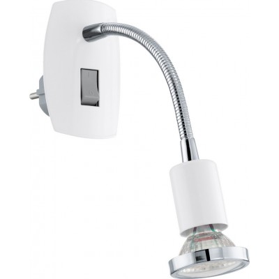 Veilleuse Eglo Mini 4 3W 3000K Lumière chaude. Façonner Cylindrique 18×7 cm. Lampe de prise Chambre et zone enfants. Style moderne et conception. Acier. Couleur blanc, chromé et argent