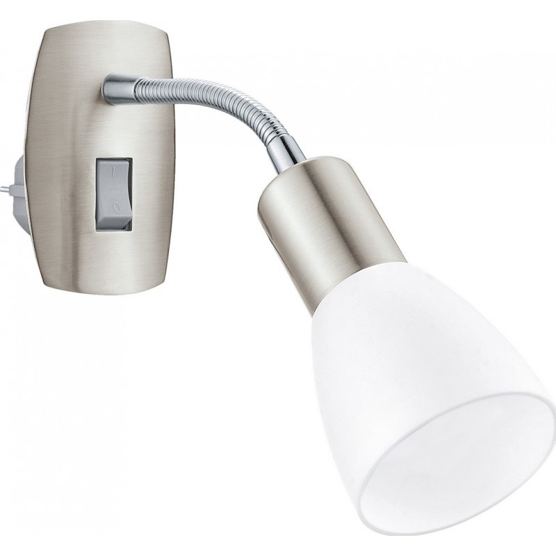 25,95 € Envoi gratuit | Veilleuse Eglo Dakar 3 25W 18×7 cm. Lampe de prise Acier et plastique. Couleur blanc, chromé, nickel, nickel mat et argent