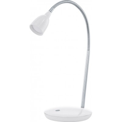 38,95 € Free Shipping | Desk lamp Eglo Durengo 2.5W 3000K Warm light. Conical Shape Ø 16 cm. Office and work zone. Modern and design Style. Steel and plastic. White, plated chrome and silver Color