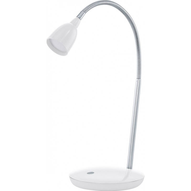 31,95 € Free Shipping | Desk lamp Eglo Durengo 2.5W 3000K Warm light. Conical Shape Ø 16 cm. Office and work zone. Modern and design Style. Steel and plastic. White, plated chrome and silver Color