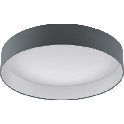 124,95 € Free Shipping | Indoor ceiling light Eglo Palomaro 24W 3000K Warm light. Cylindrical Shape Ø 50 cm. Living room, dining room and bedroom. Modern Style. Plastic and textile. Anthracite, white and black Color