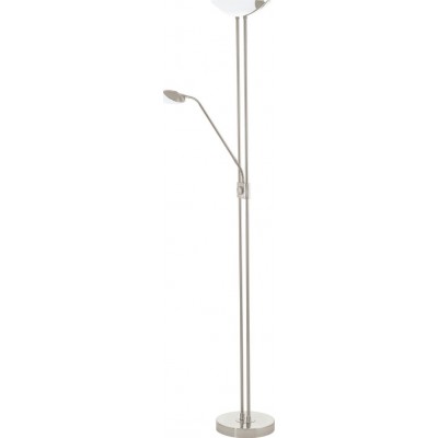 177,95 € Free Shipping | Floor lamp Eglo Baya LED 25W 3000K Warm light. Conical Shape 180×36 cm. Dining room, bedroom and office. Modern and design Style. Steel, plastic and glass. White, nickel, matt nickel and satin Color