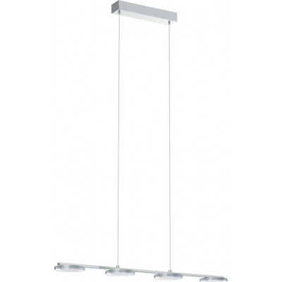 111,95 € Free Shipping | Hanging lamp Eglo Cartama 18W 3000K Warm light. Extended Shape 110×78 cm. Living room and dining room. Modern, design and cool Style. Steel and plastic. Plated chrome, silver and satin Color