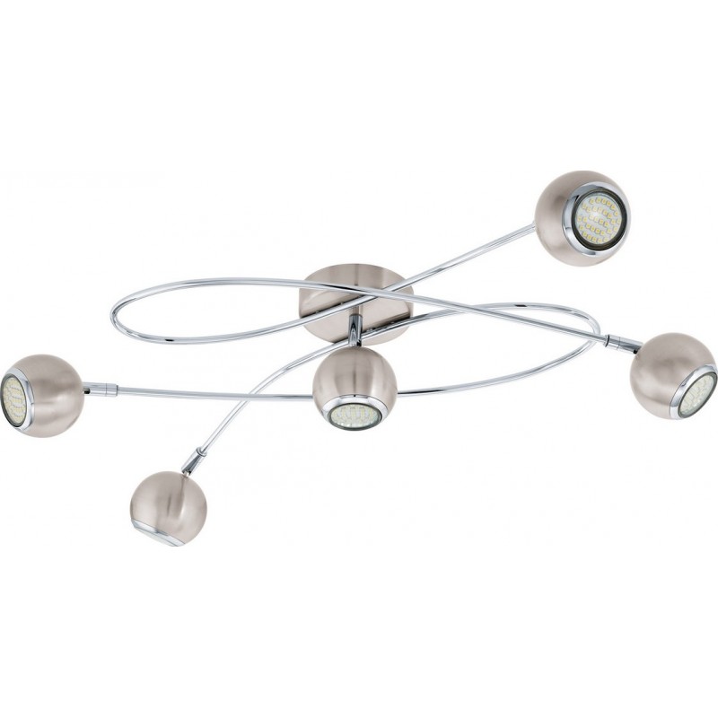 154,95 € Free Shipping | Chandelier Eglo Locanda 15W Angular Shape 70×66 cm. Living room, dining room and bedroom. Design Style. Steel. Plated chrome, nickel, matt nickel and silver Color