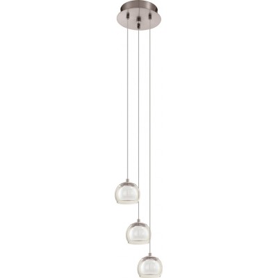 129,95 € Free Shipping | Hanging lamp Eglo Ascolese 10W 3000K Warm light. Spherical Shape Ø 21 cm. Living room and dining room. Modern, design and cool Style. Steel, glass and satin glass. White, orange, nickel and matt nickel Color