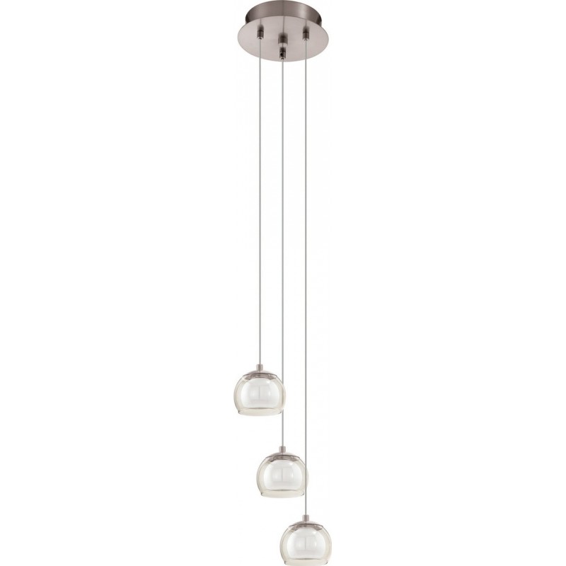 109,95 € Free Shipping | Hanging lamp Eglo Ascolese 10W 3000K Warm light. Spherical Shape Ø 21 cm. Living room and dining room. Modern, design and cool Style. Steel, Glass and Satin glass. White, orange, nickel and matt nickel Color