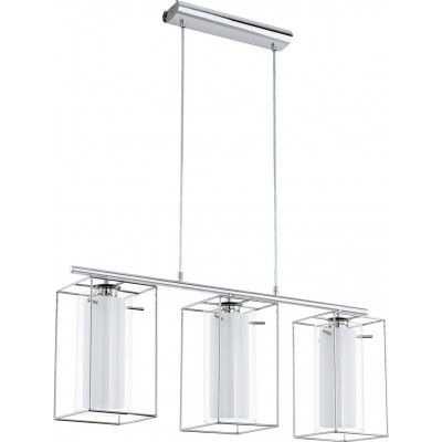 193,95 € Free Shipping | Hanging lamp Eglo Loncino 1 180W Cubic Shape 110×75 cm. Living room and dining room. Modern, design and cool Style. Steel, glass and satin glass. White, plated chrome and silver Color