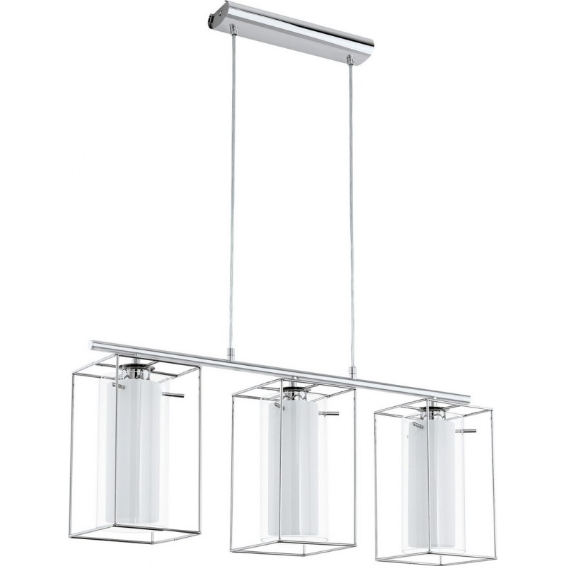 193,95 € Kostenloser Versand | Hängelampe Eglo Loncino 1 180W Kubische Gestalten 110×75 cm. Wohnzimmer und esszimmer. Modern, design und cool Stil. Stahl, Glas und Satinglas. Weiß, überzogenes chrom und silber Farbe