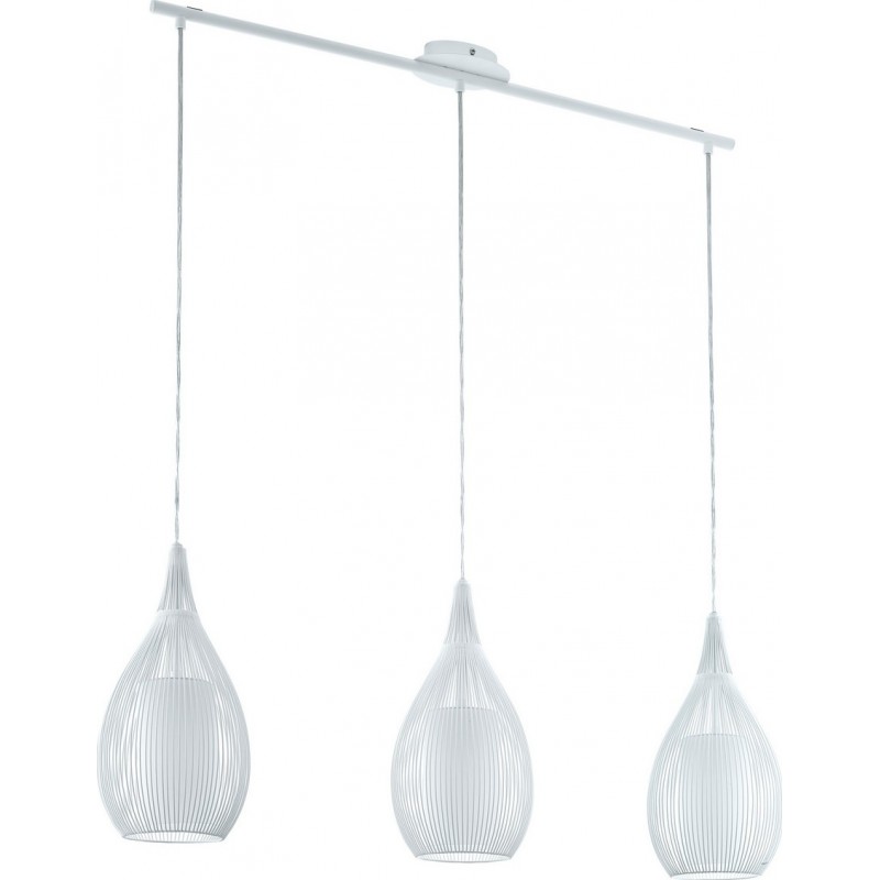 202,95 € Free Shipping | Hanging lamp Eglo Razoni 180W Extended Shape 110×99 cm. Living room and dining room. Design and cool Style. Steel, Glass and Satin glass. White Color