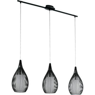 202,95 € Free Shipping | Hanging lamp Eglo Razoni 180W Extended Shape 110×99 cm. Living room and dining room. Retro and vintage Style. Steel, glass and satin glass. White and black Color