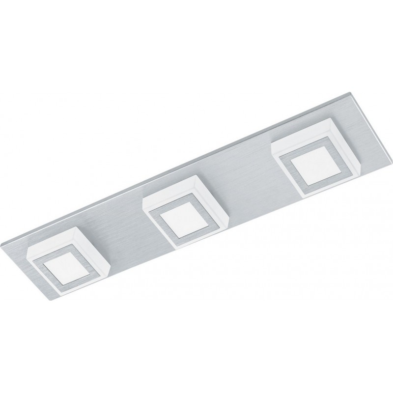 Indoor ceiling light Eglo Masiano 10W 3000K Warm light. Extended Shape 45×10 cm. Living room, dining room and bedroom. Design Style. Aluminum and plastic. Aluminum, silver and satin Color