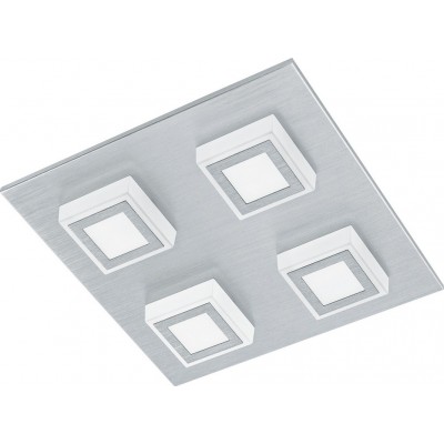 Indoor ceiling light Eglo Masiano 13.5W 3000K Warm light. Cubic Shape 27×27 cm. Living room, dining room and bedroom. Design Style. Aluminum and plastic. Aluminum, silver and satin Color