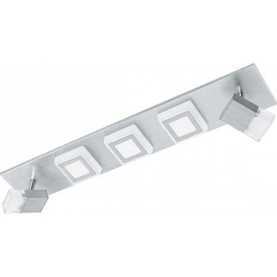 Indoor ceiling light Eglo Masiano 21W 3000K Warm light. Extended Shape 58×10 cm. Living room, dining room and bedroom. Design Style. Aluminum and plastic. Aluminum, silver and satin Color