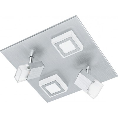 Indoor ceiling light Eglo Masiano 17.5W 3000K Warm light. Cubic Shape 27×27 cm. Living room, dining room and bedroom. Design Style. Aluminum and plastic. Aluminum, silver and satin Color