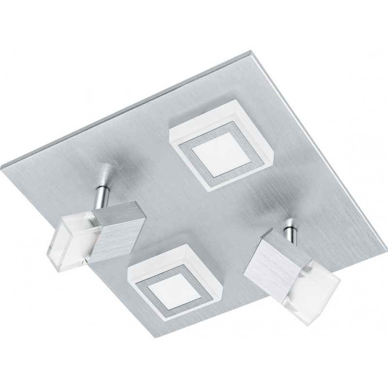 Ceiling lamp Eglo Masiano 17.5W 3000K Warm light. Cubic Shape 27×27 cm. Living room, dining room and bedroom. Design Style. Aluminum and Plastic. Aluminum, silver and satin Color