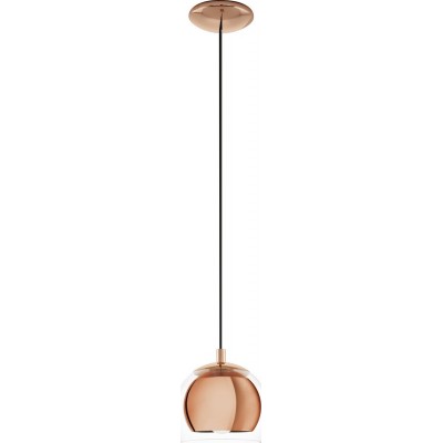 77,95 € Free Shipping | Hanging lamp Eglo Rocamar 40W Spherical Shape Ø 19 cm. Living room and dining room. Modern, sophisticated and design Style. Steel and Glass. Copper and golden Color